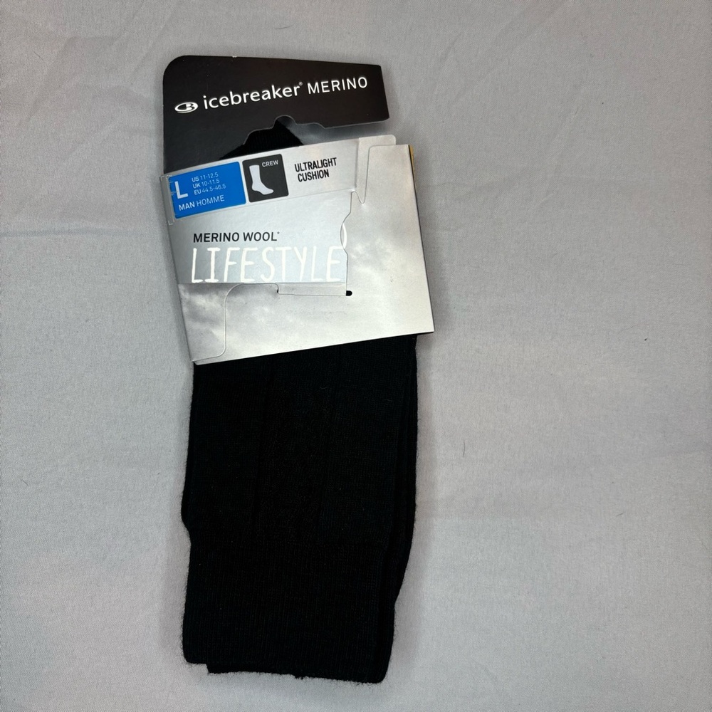 Icebreaker Merino Ski socks Men’s‎ Large Black Over The Calf Ultralight Cushion